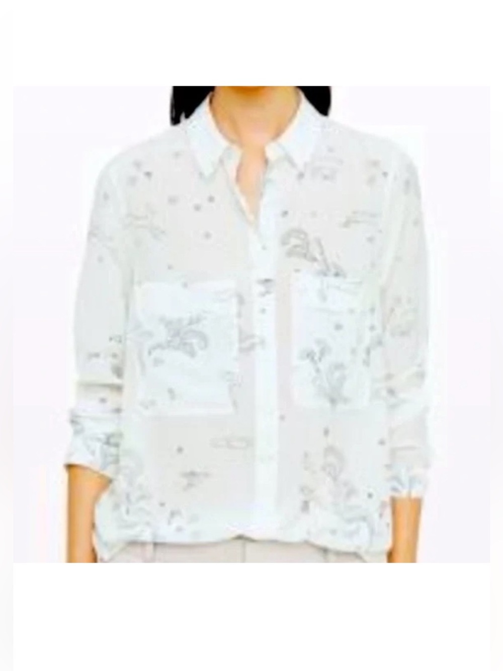Club Monaco 100% Silk "Safari" Blouse